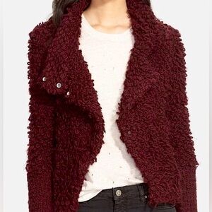 IRO Shaggy Caty Moto Jacket, purple wool cotton blend, women’s EU 40 (US 8) 15W